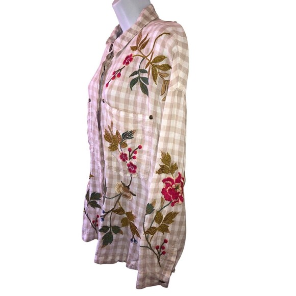 X Large Johnny Was Workshop Adele Gingham Pocket Overshirt Boho Chic - Picture 6 of 14